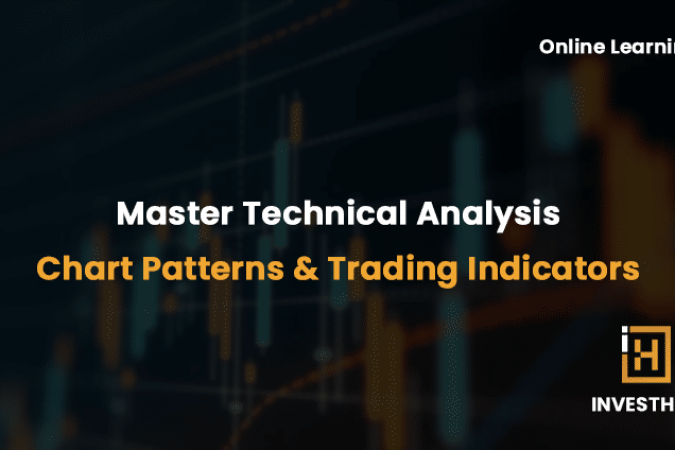 Graphic for a Technical Analysis Course featuring chart patterns and trading indicators. Graphic for a Technical Analysis Course featuring chart patterns and trading indicators.