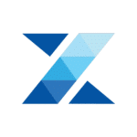 ZFX logo featuring geometric blue shapes