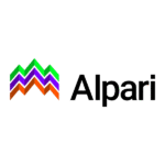 Alpari logo featuring vibrant chevrons in green and purple