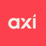 Axi logo on a bright red background