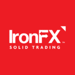 IronFX logo on a red background, emphasizing solid trading.
