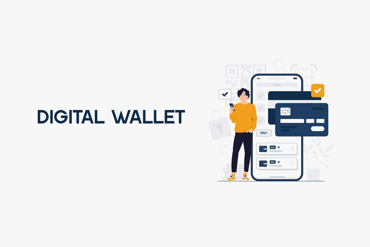 Illustration of a digital wallet on a smartphone
