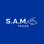 S.A.M. Trade logo with a bull graphic on blue background
