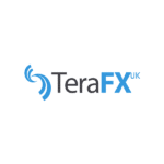 TeraFX UK logo featuring blue swirls and text