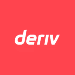 Deriv logo on a vibrant red background