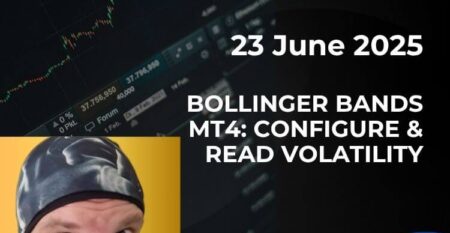 Webinar announcement on Bollinger Bands for forex trading.
