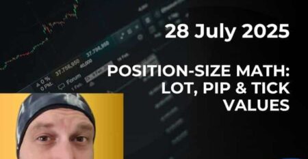 Forex webinar on position size math with charts and presenter