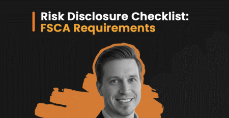 Webinar on FSCA risk disclosure requirements featuring a presenter. Webinar on FSCA risk disclosure requirements featuring a presenter.