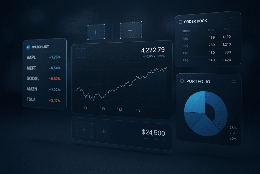 image showcasing a robust trading platform that actively shows features of what the Phillips Trading Capital Platform offers