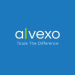 Alvexo logo with slogan 'Trade The Difference' on blue background
