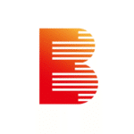 Stylized letter B with horizontal stripes in gradient colors