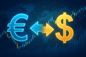 Euro and Dollar currency exchange concept on a chart