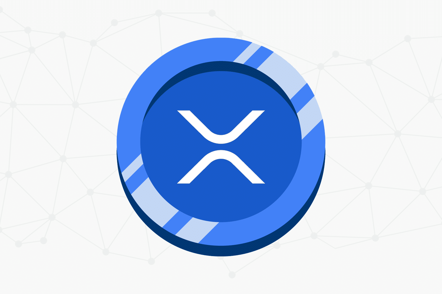 XRP token and RippleNet logo as a bridge for fast cross-border payments between banks