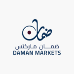 Logo of Daman Markets featuring Arabic script and modern design