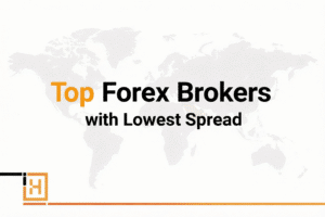 Graphic highlighting top forex brokers with low spreads