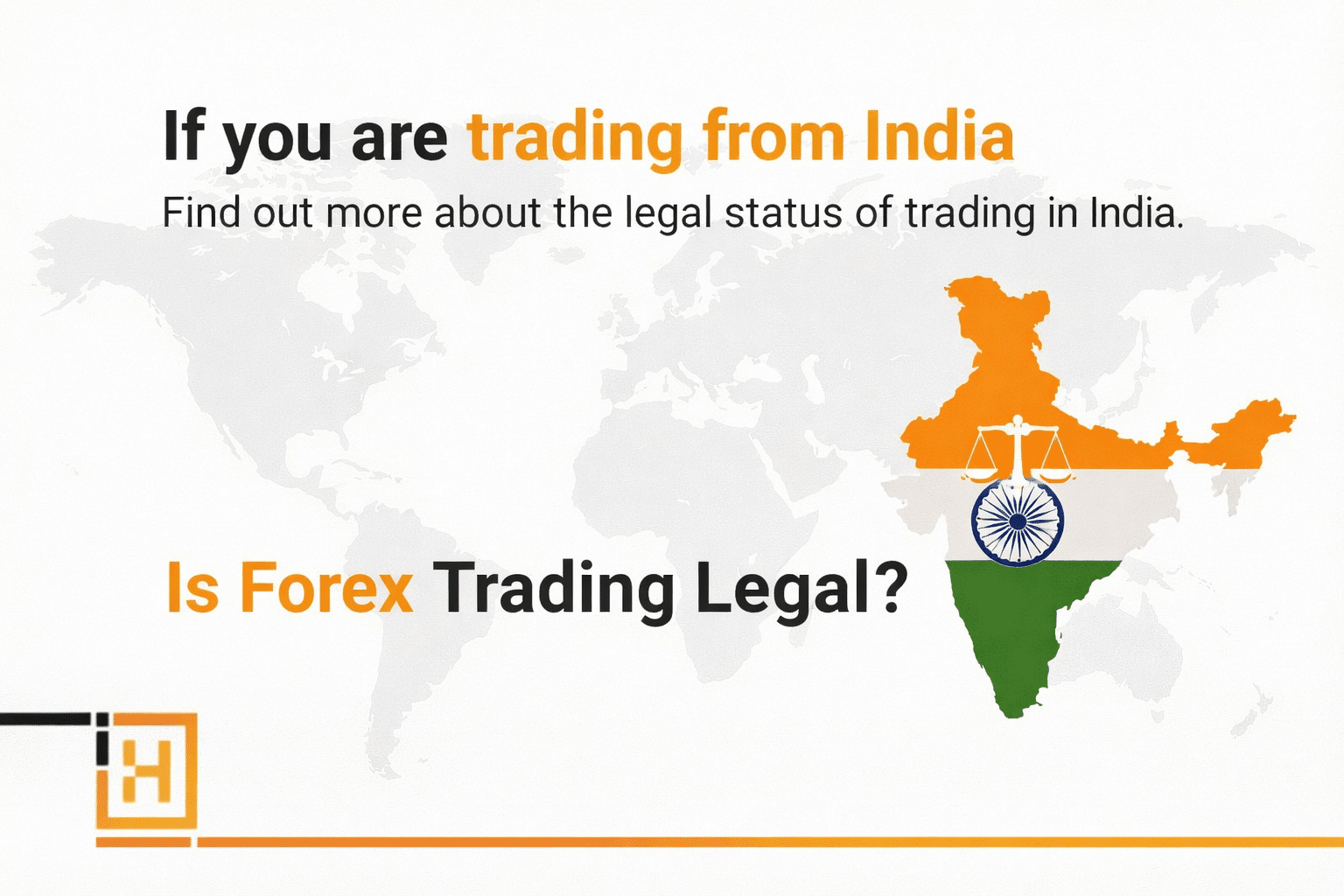 Map highlighting India with a question about Forex trading legality.